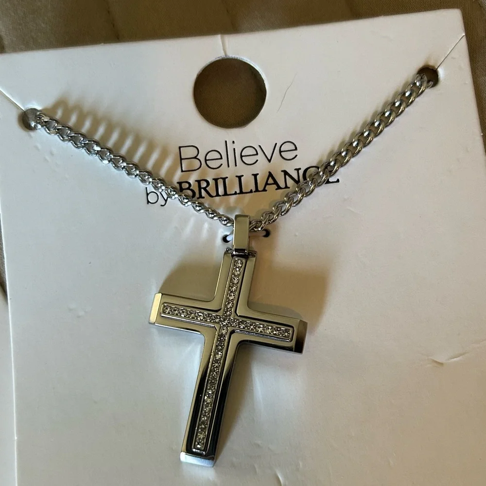 Men's 24” Stainless Steel Cross Necklace Set - Picture 2 of 8